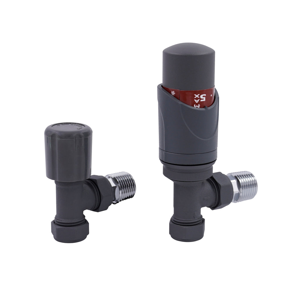TRV-2351G | Angle Grey TRV Lock Shield Valve Set 15mm